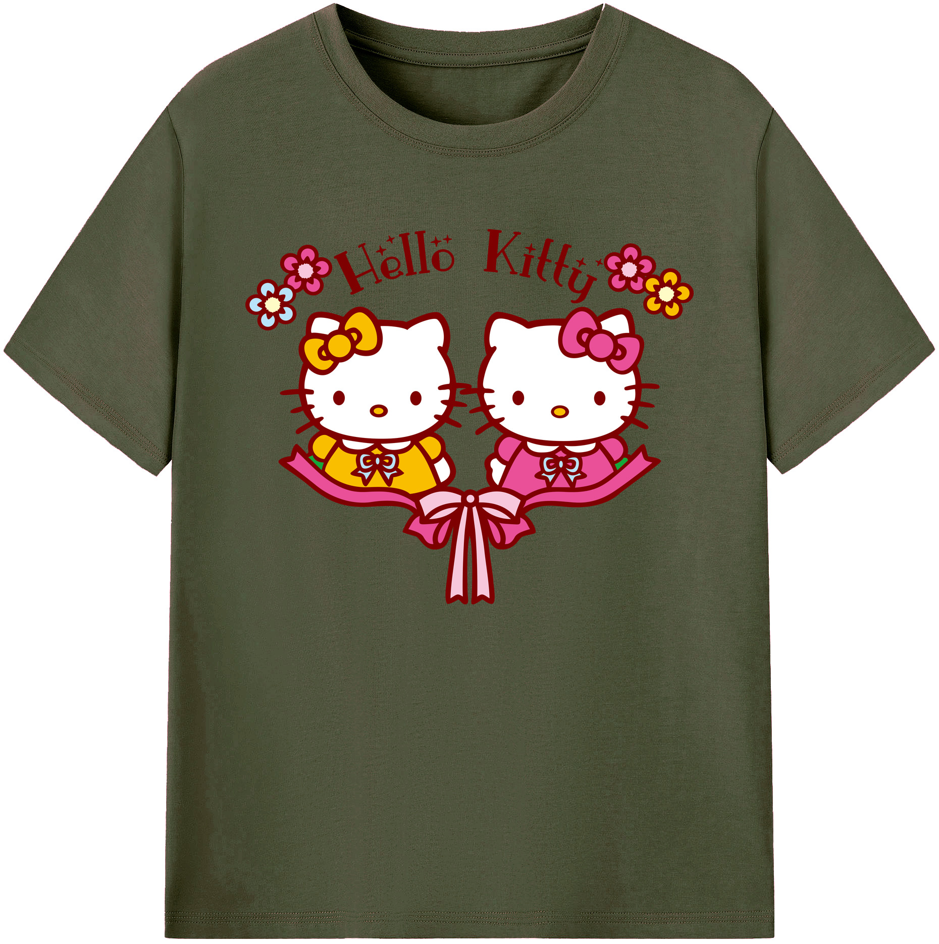 （画像用） Hello Kitty ハローキティ 綿100％ メンズ半袖Tシャツ｜肌触りやわらか＆通気性